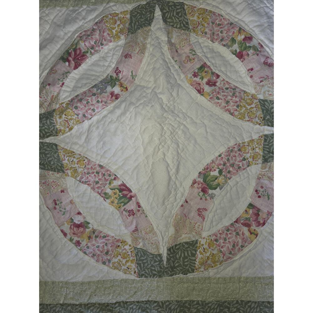 Vintage Double Wedding Band Patchwork Quilted Pillow Shams - Picture 3 of 5